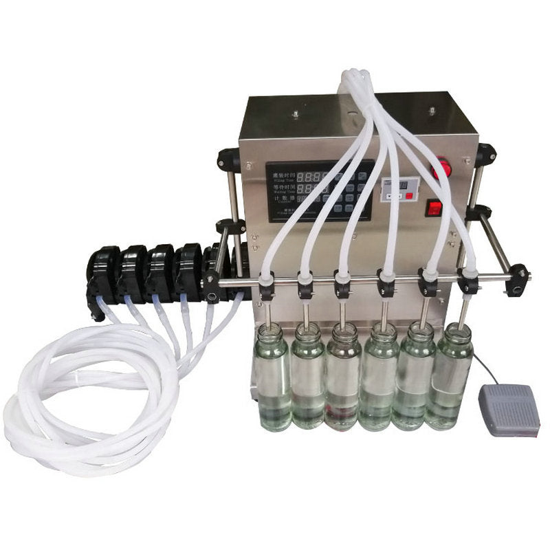 เครื่องบรรจุแอลกออฮ 6 หัวจ่าย CNC semi-automatic 6-head peristaltic pump canning machine alcohol chemical