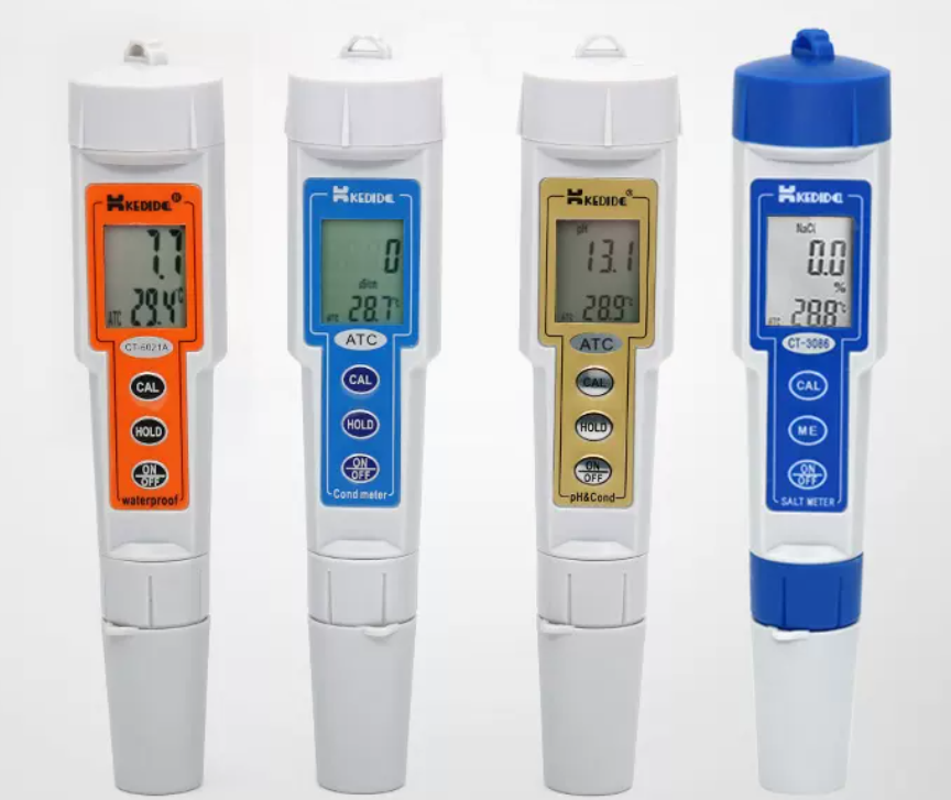 เครื่องวัดความเป็นกรด-ด่างแบบปากกา วัดความเค็ม อุณหภูมิ ph การนำไฟฟ้า ไฮโดรเจน Kedida PH meter conductivity meter