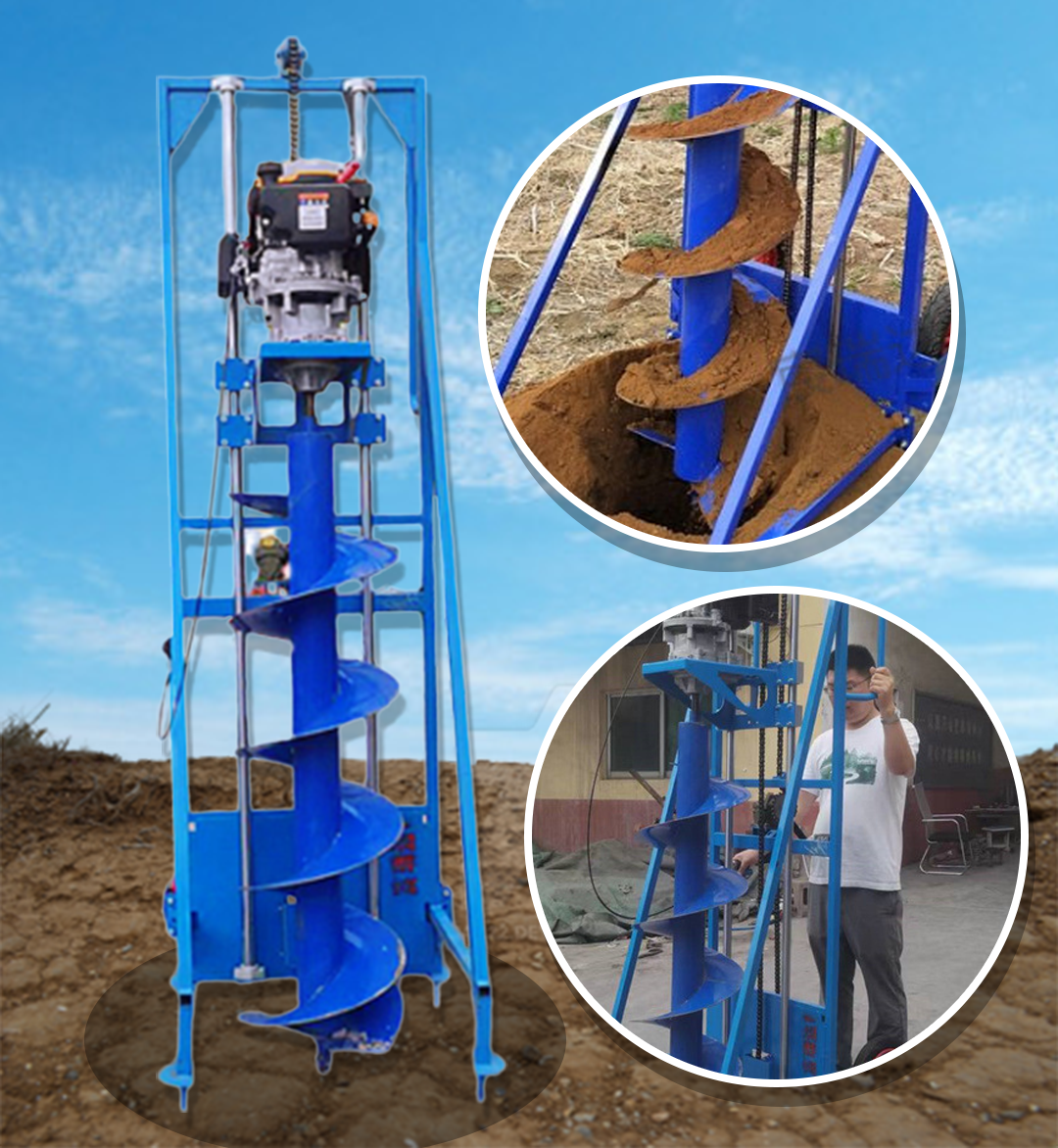 เครื่องเจาะเสาเข็ม ไฟฟ้า G15 pole digging machine 499cc 9.8kw 120kg 1-5m 28mm