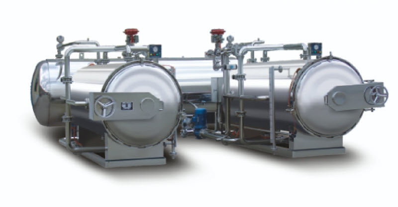 เครื่องรีทอร์ทฆ่าเชื้อ 2 ถังระบบสลับน้ำร้อนกลาง Dual Retort Cascade Sterilizer Machine for Canned & Flexible Food Packaging