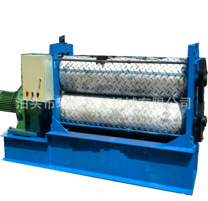 เครื่องรีดลายนูนเหล็กแผ่น 1.8(t) 7.5(kw) เหล็กอ่อน 1.3 เมตร หนา 8 – 2 มม.emboss convex convex anti-roller embossing machine