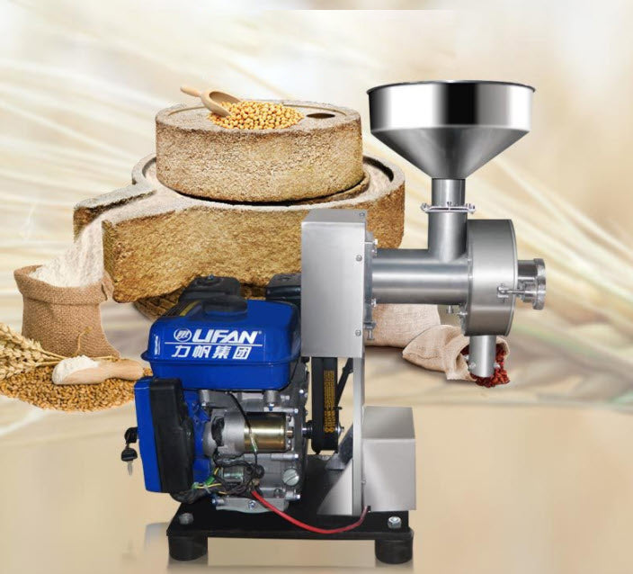 เครื่องบดผงละเอียด ultra-fine มอเตอร์น้ำมัน stainless steel grain mill 5.5KW 20L 80kg