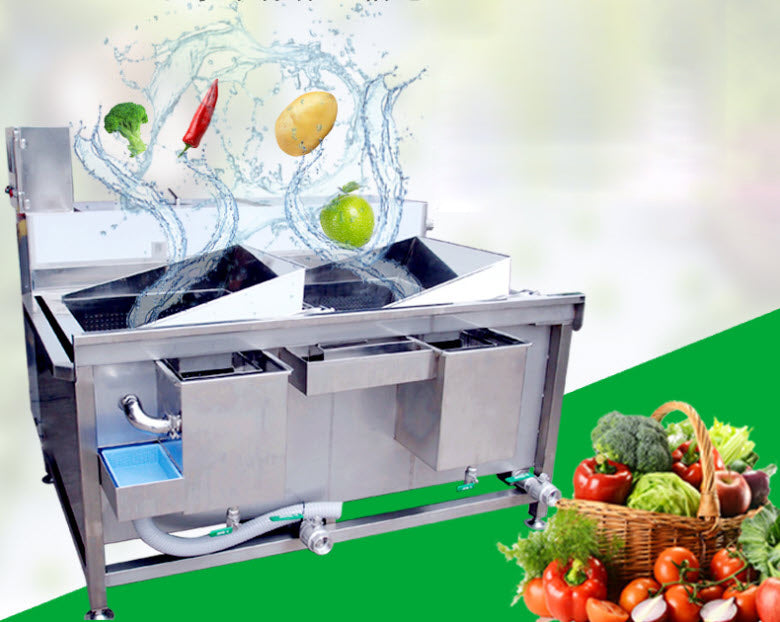 เครื่องล้างผัก ต่อเนื่องสายพาน 380V 3.3kw TJ-200 double tank vegetable washing machine