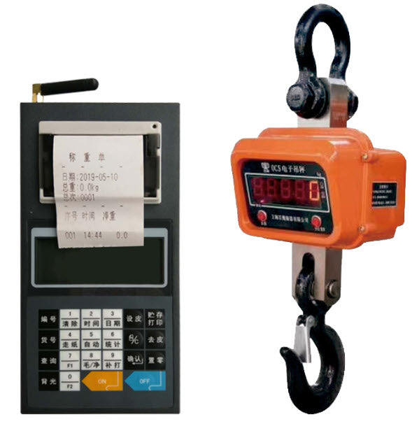เครื่องชั่งตะขอ พิมพ์น้ำหนักที่ชั่งอัตโนมัติ (รองรับภาษาอังกฤษ) แบบแขวน Hook Crane Weighing Scale พร้อมรีโมทย์