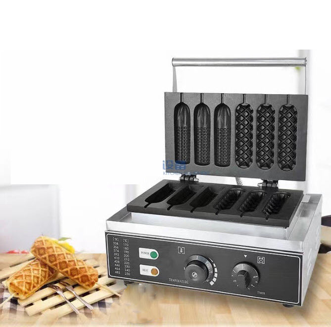 เครื่องทำวาฟเฟิล ไส้กรอก ฮอทดอก Corn Waffle Maker รุ่น HT-216 ทำได้ครั้งละ 6 ชิ้น 1550W