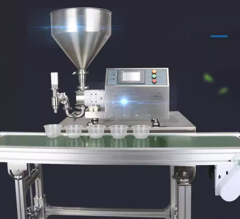 เครื่องบรรจุน้ำพริกเผา น้ำผึ้ง หมูบด สายพาน high viscosity paste rotor pump filling machine