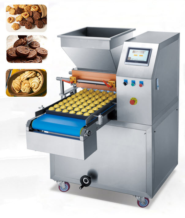 เครื่องหยอดเค้ก เครื่องหยอดคุ้กกี้ ปั้นคุกกี้ แบบสายพาน cookie machine 1320 pcs/h 2.6kw 300kg 220v