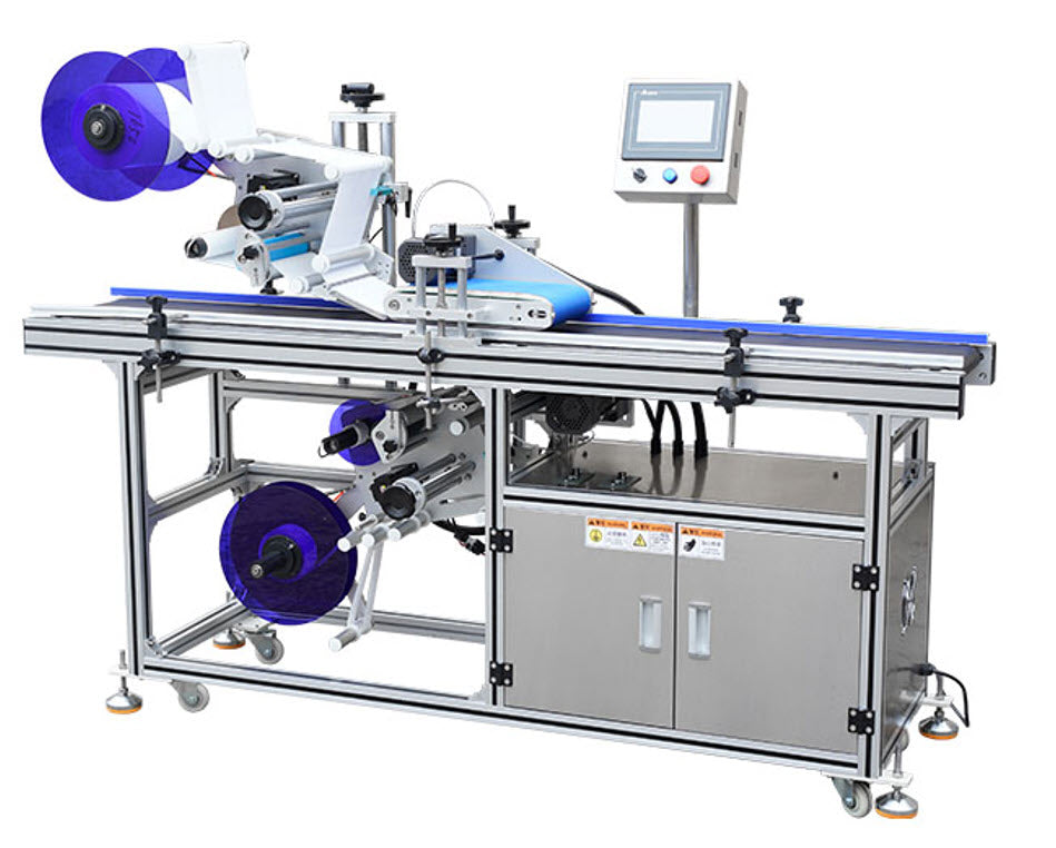 เครื่องติดสติ๊กเกอร์ กระดาษ กล่อง แนวนอน สายพานต่อเนื่อง 1500w 200kg 220v