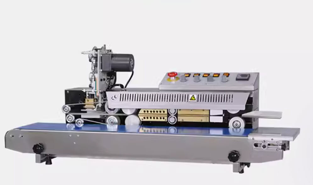 FRM-1010I เครื่องซีลสายพานพิมพ์วันที่อัตโนมัติ ขนาดกะทัดรัด ใช้งานง่าย เหมาะสำหรับบรรจุภัณฑ์และโรงงานผลิต