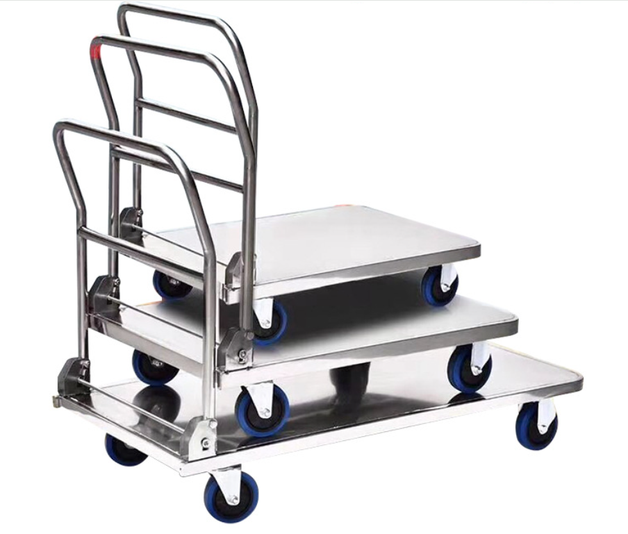 รถเข็นสแตนเลส Stainless Steel Trolley ขนาด 60x90x74 ซม. สำหรับใช้ในบ้านและร้านอาหาร แข็งแรงทนทาน เคลื่อนย้ายสะดวก