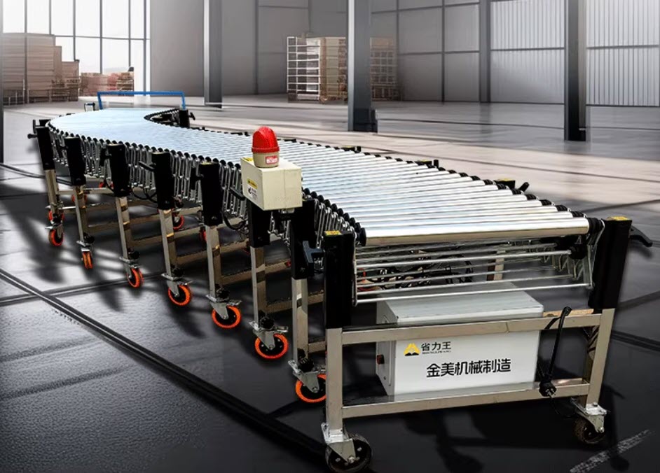สายพานลำเลียงยืดหด – Telescopic Conveyor for Efficient Material Handling, Adjustable Length, Heavy-Duty Design, Ideal for Warehouses and Logistics