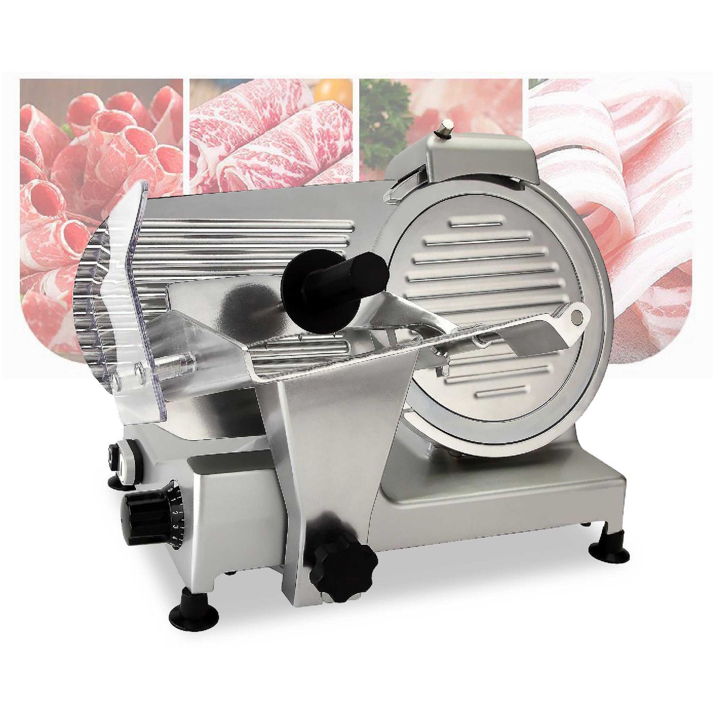 เครื่องสไลด์เนื้อ เครื่องสไลด์หมู เครื่องหั่นหมู กึ่งอัตโนมัติ ใบมีด 10 นิ้ว 250ST-10