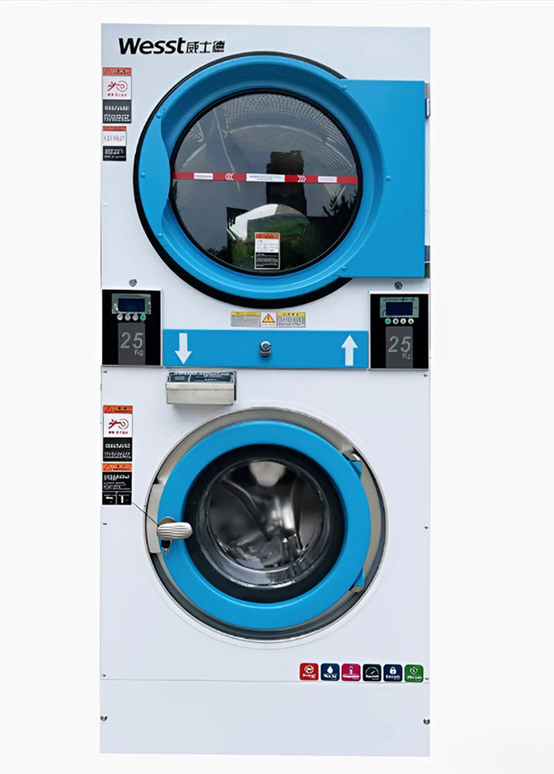 เครื่องซัก อบ และปั่นแห้งในตัว ขนาด 15-20 กิโลกรัม Industrial Horizontal Washer Dryer Extractor