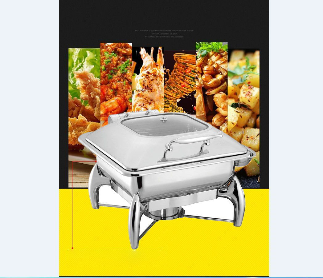 ถาดอุ่นอาหาร โรงแรม รุ่น 1032L สแตนเลส 304 ขนาด 455x410x210 มม.มีที่อุ่นในตัว