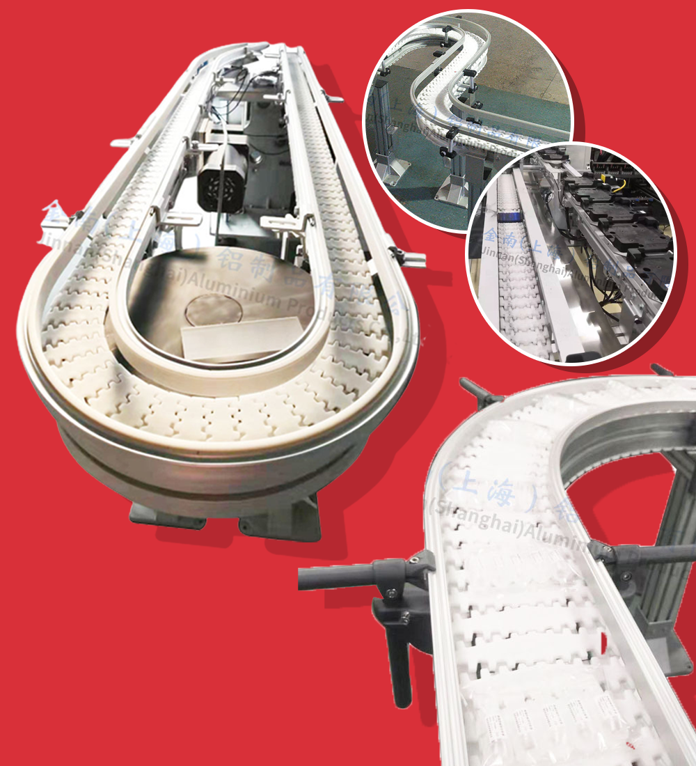 สายพานลำเลียง พลาสติก ไปกลับ หน้ากว้าง 45/65/85/105/140/175/295 มม. ราคาต่อเมตร. Plastic 2way Chain Conveyor Filling Cosmetics Mask Machine