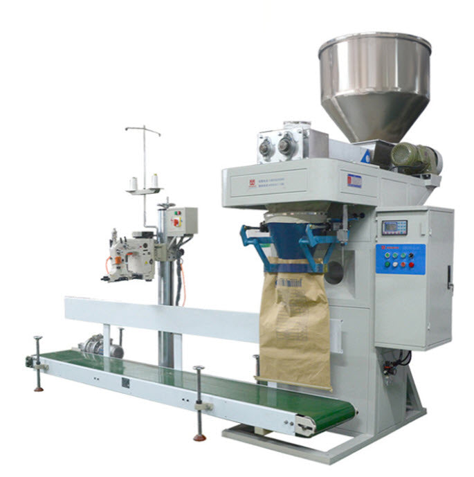 เครื่องลำเลียง พร้อมบรรจุและเย็บกระสอบ บรรจุแป้งมันสำปะหลัง powder packaging machine 20 kg
