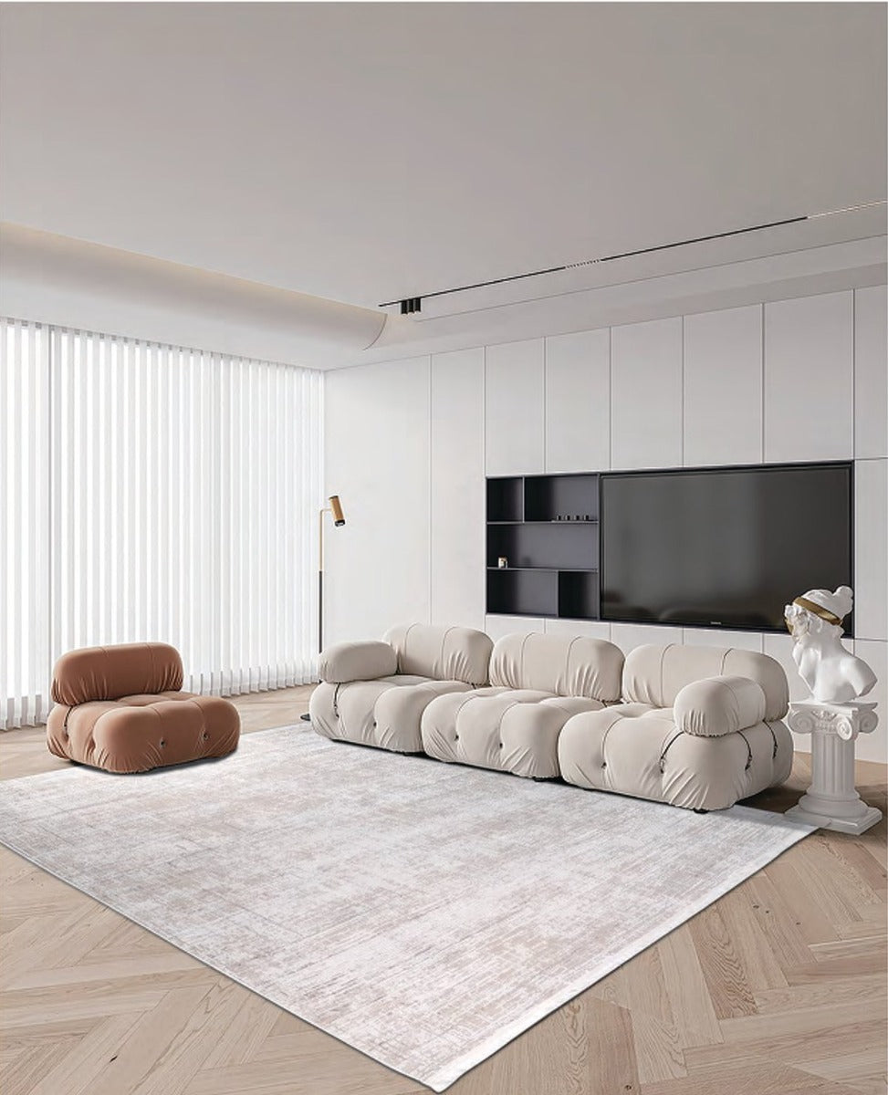 พรมสไตล์โมเดิร์นมินิมอล ลายเรียบพื้นด้าน โทนเบจอ่อน ขนาด 140x200 - 300x450 ซม. รุ่น TK9922BE