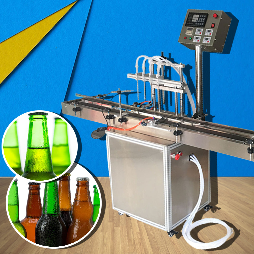 เครื่องบรรจุของเหลว สายพานต่อเนื่อง Small automatic four-head liquid filling machine production line cosmetic liquor