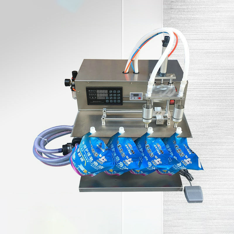 เครื่องบรรจุถุงฝาเกลียว หัวคู่ กันกระเด็น กระฉอก 17L double-head large flow nozzle stand-up bag