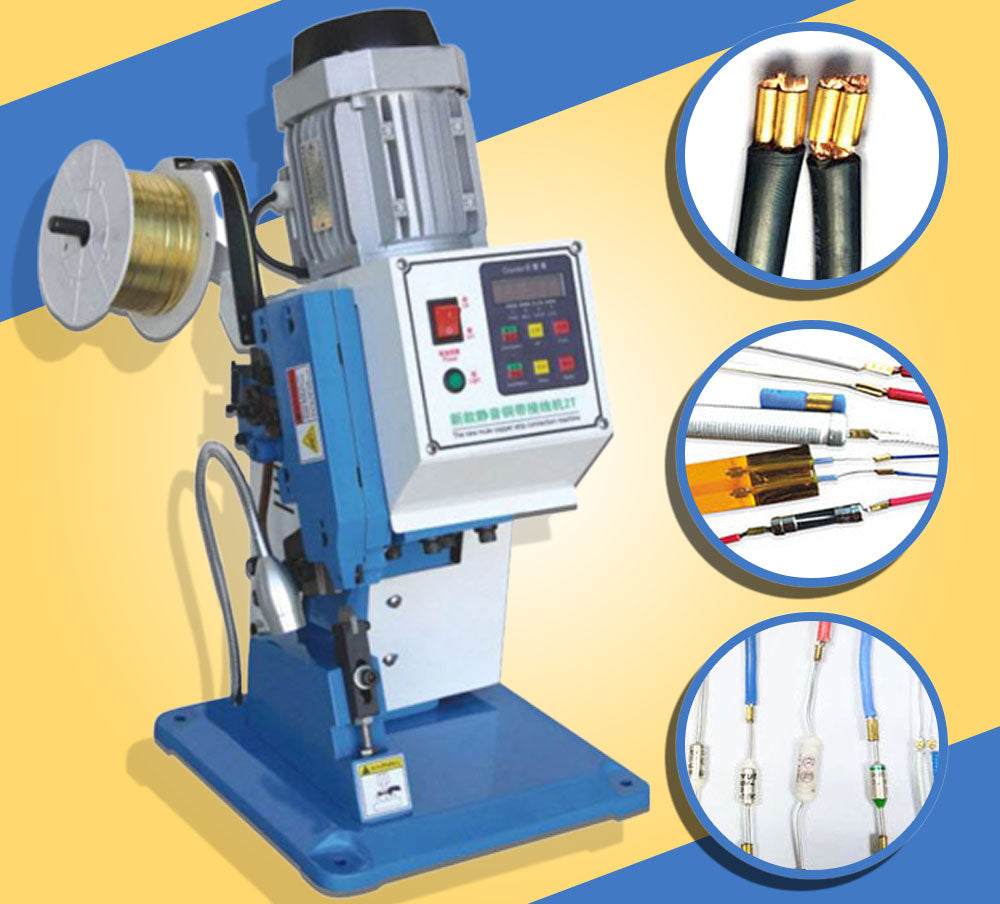 เครื่องปอกสายไฟ ย้ำหางปลา เชื่อมสายไฟ 220V 45kg 250W ขนาดสายไฟ 1, 1.3, 1.5, 2, 4, 6 มม copper strip machine machine copper riveting crimping machine riveting neon lamp resistance insurance XLD-04A