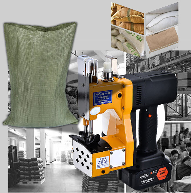 เครื่องเย็บกระสอบ มือถือ ไฟฟ้า 36V พร้อมแบตเตอรี่ หรือ แบบต่อปั๊มลม เย็บถุงพลาสติก type sealing machine packaging bag packaging machine