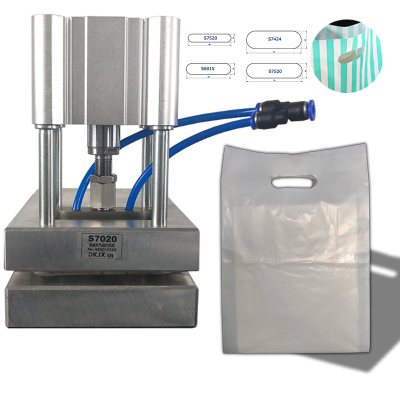 เครื่องเจาะถุงพลาสติก ถุงกระดาษ ทำช่องที่จับถุง Pneumatic Plastic bag portable hole punching machine