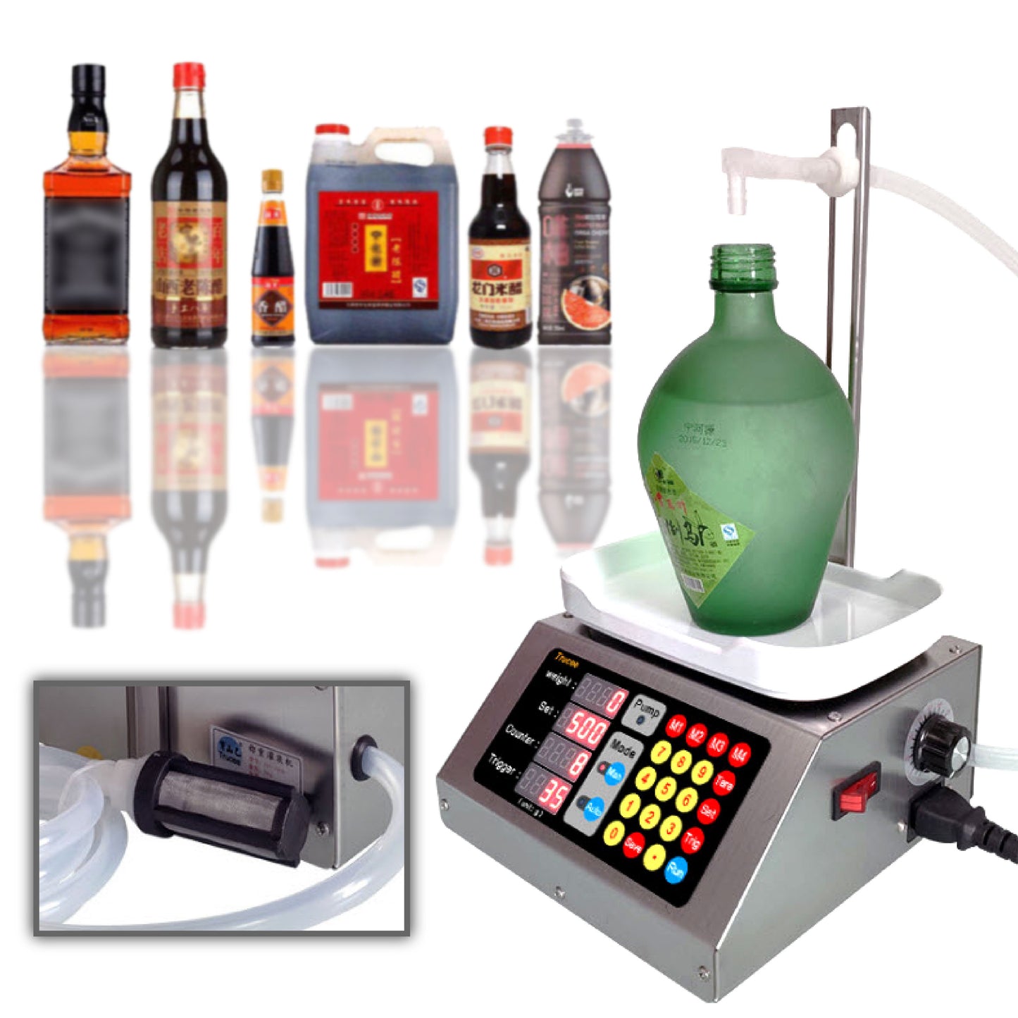 เครื่องบรรจุของเหลวแบบชั่งน้ำหนัก KG 10g – 3kg ควบคุมดิจิตอล รุ่น CSY-1810 อัตราการไหลสูงสุด 3.5 ลิตร/นาที