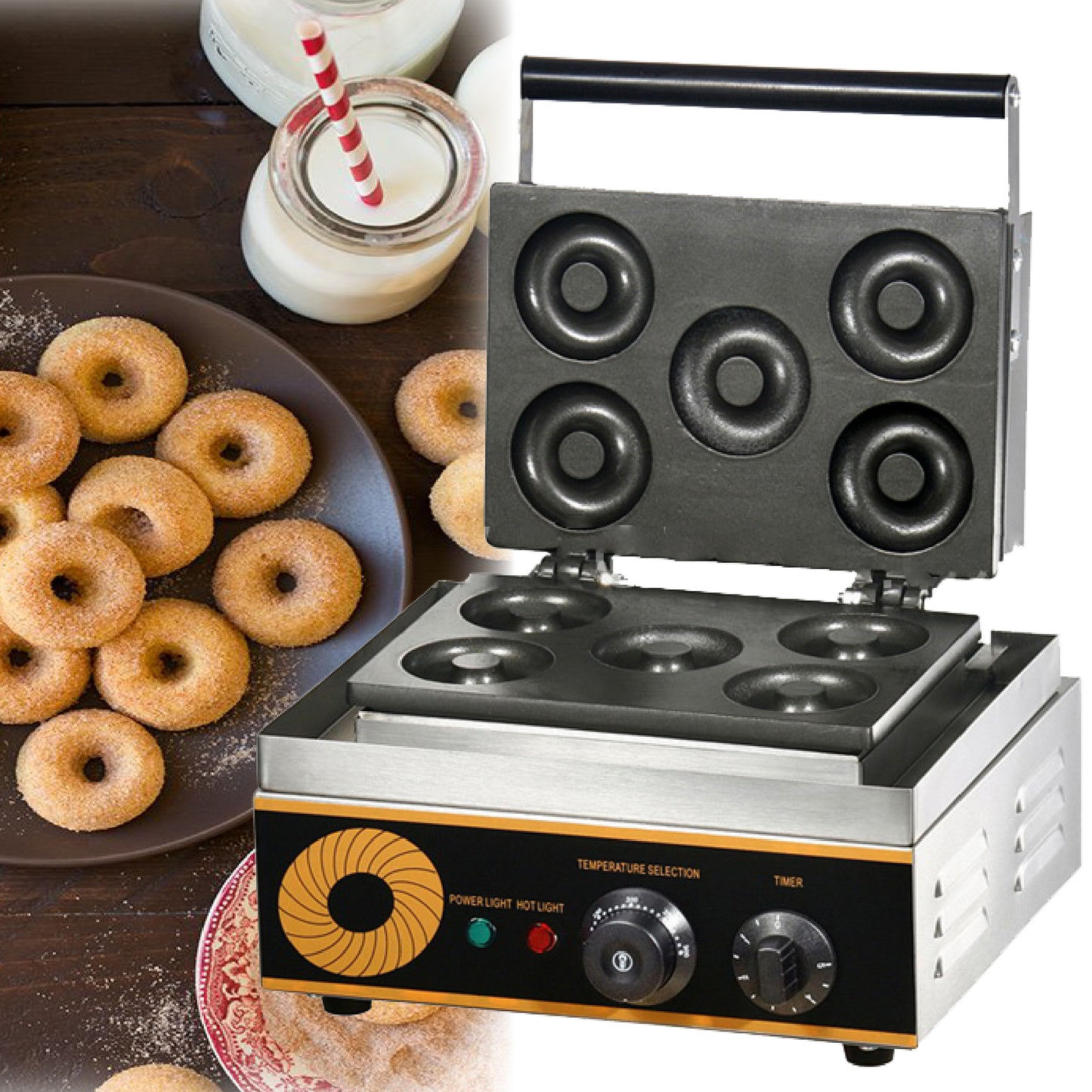 เครื่องทำโดนัทไฟฟ้า Mini Donut Maker Machine RCG – 5 มินิโดนัท 1500W แบบ 5 หลุม