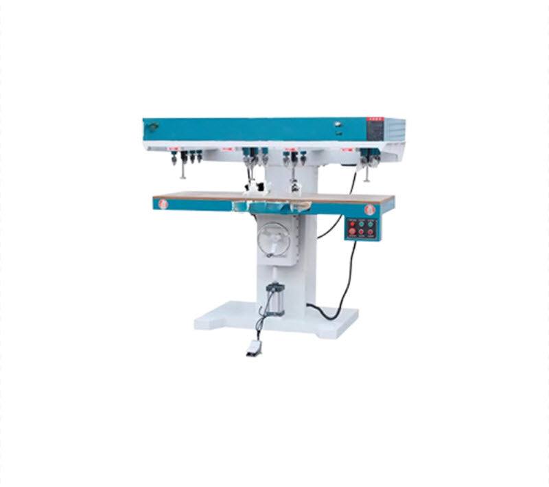 เครื่องเจาะไม้แบบอัตโนมัติ 4 แกน รุ่นปรับความลึกได้ ระบบลม-ไฮดรอลิก เครื่องเจาะหลายช่อง