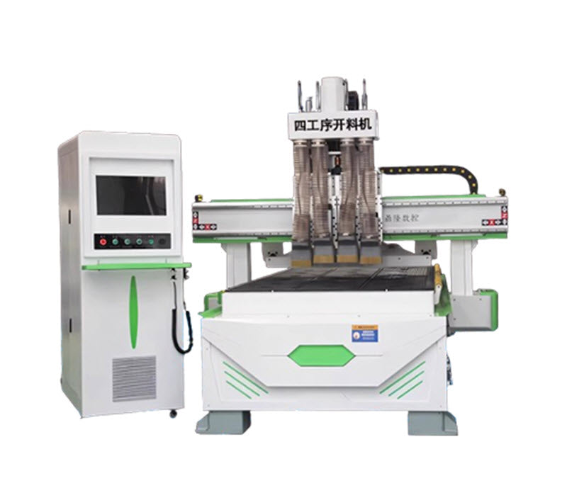 เครื่องตัดไม้ CNC 4 ขั้นตอนอัตโนมัติ รุ่นครบวงจร สำหรับประตูไม้ ตู้เสื้อผ้า เฟอร์นิเจอร์