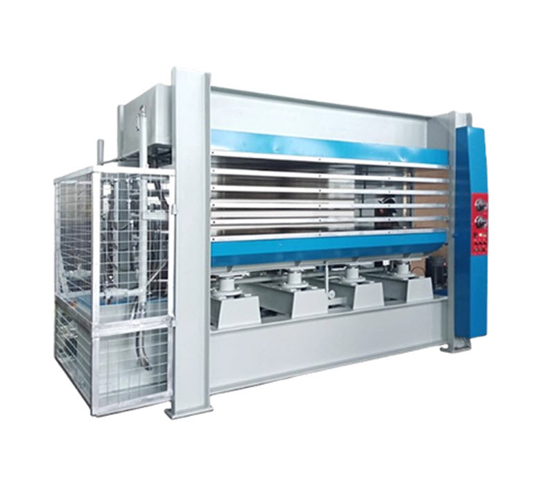 เครื่องอัดร้อนอัตโนมัติหลายชั้น สำหรับงานไม้ ขนาดเล็ก สำหรับแผ่นประตูและแผ่นอลูมิเนียม