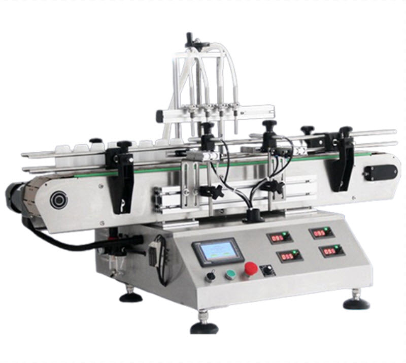 เครื่องบรรจุของเหลวอัตโนมัติบนโต๊ะ 5 หัว พร้อมปั๊มแม่เหล็ก สำหรับเครื่องดื่มและน้ำหอม