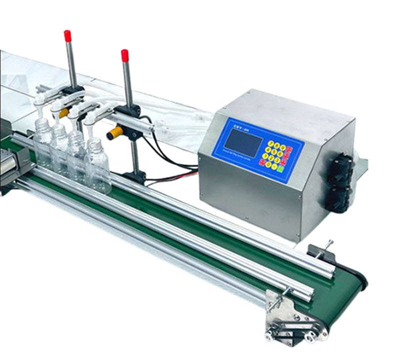 เครื่องบรรจุของเหลวอัตโนมัติ 6 หัว สำหรับน้ำมัน, เครื่องดื่ม, นม, ซอส - สายพานลำเลียง