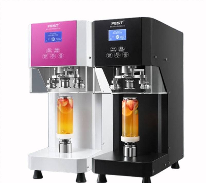 เครื่องปิดผนึกขวดพลาสติก FEST สำหรับชานมไข่มุก รุ่นอัตโนมัติ ขนาดกะทัดรัด ใช้งานง่าย