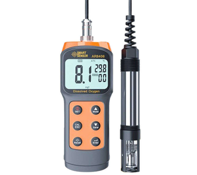 เครื่องตรวจวัดออกซิเจนละลายในน้ำ AR8406 สำหรับเลี้ยงปลาน้ำจืด ขนาดกะทัดรัด ใช้งานง่าย