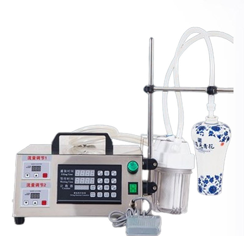 เครื่องบรรจุของเหลวอัตโนมัติ 2 หัว กันหยด ขนาดเล็ก สำหรับน้ำจิ้ม น้ำส้มสายชู เหล้า