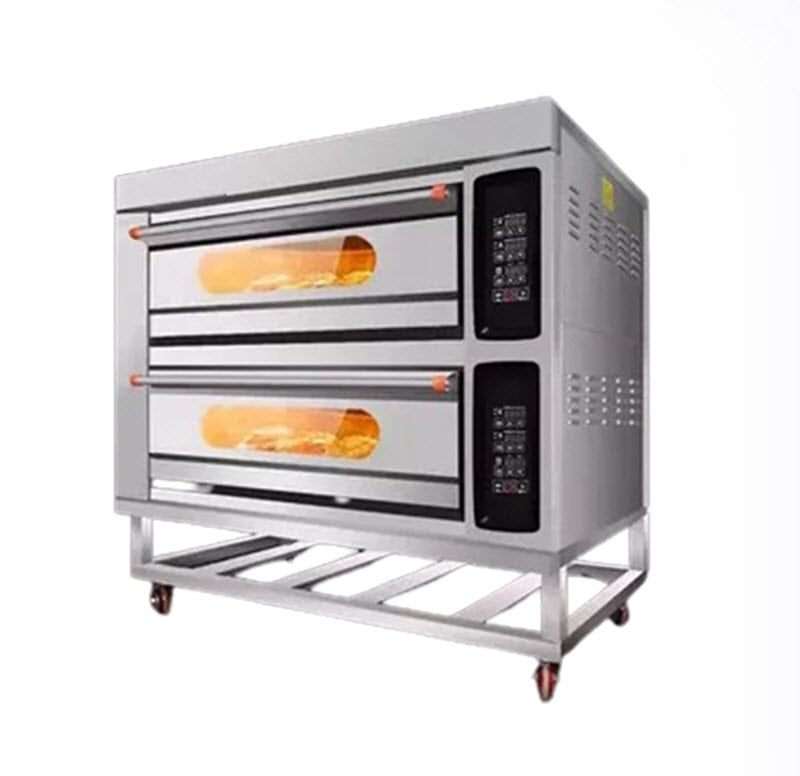 เตาอบเชิงพาณิชย์ ขนาดใหญ่ 2 ชั้น 4 ถาด รุ่น志高 สําหรับเบเกอรี่ ขนมปัง เค้ก ใช้ก๊าซและไฟฟ้า