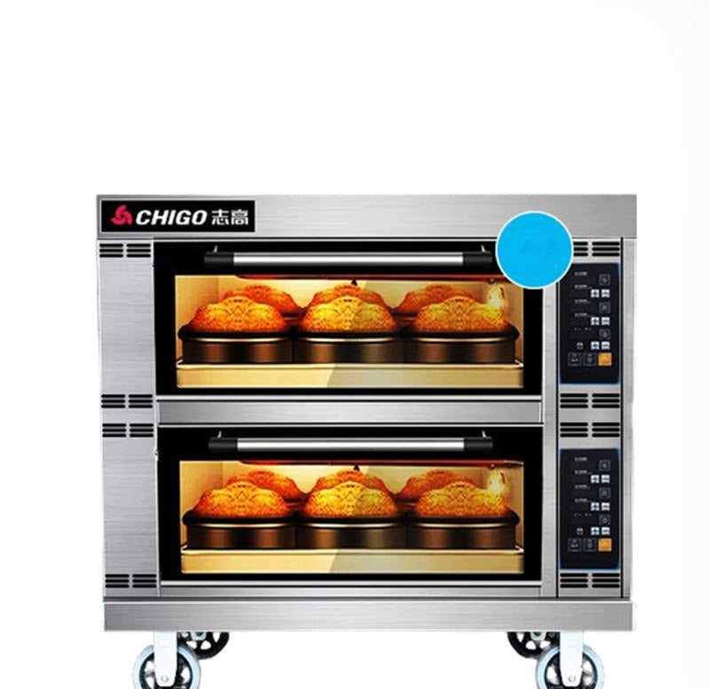 เตาอบเชิงพาณิชย์ ชิ๋งเกา ขนาดใหญ่ สำหรับเค้ก พิซซ่า รุ่นสองชั้น กำลังไฟสูง ความจุใหญ่ 2 ถาด