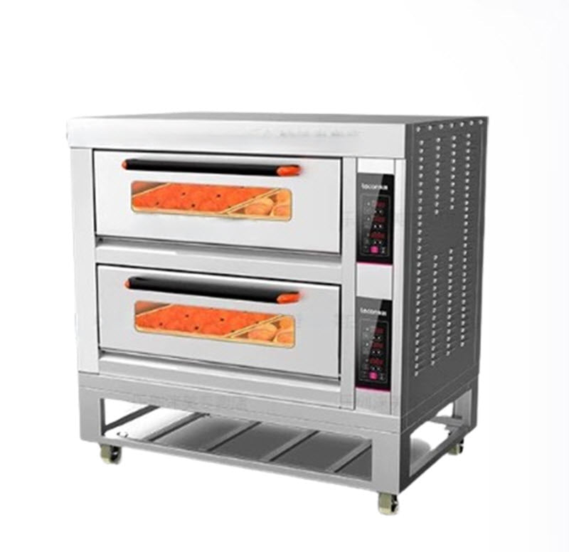 เตาอบไฟฟ้าสำหรับเชิงพาณิชย์ รุ่น 2 ชั้น ขนาดใหญ่ 4 ถาด ทำพิซซ่า เค้ก ขนมปัง 220V 3000W