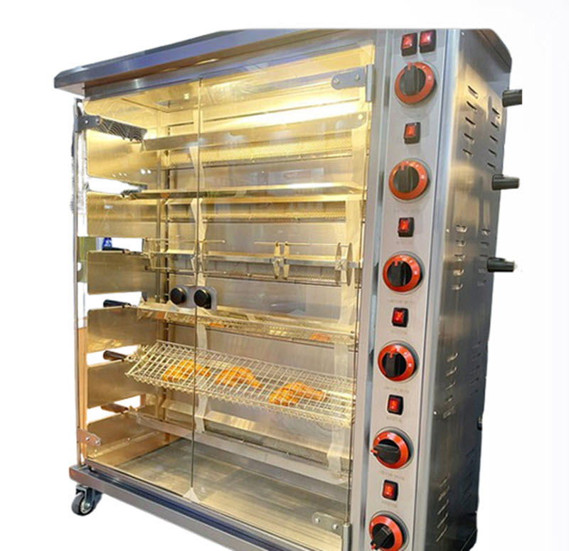 เตาอบไก่หมุนอัตโนมัติ รุ่นออร์ลีน กำลังไฟสูง ใช้แก๊ส เหมาะสำหรับเชิงพาณิชย์