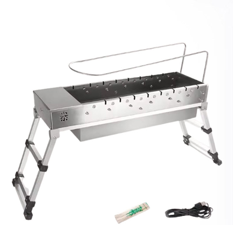 เตาย่างบาร์บีคิวไฟฟ้าอัตโนมัติ หมุนได้ สแตนเลส ขนาดกลาง สำหรับปิ้งย่างกลางแจ้ง