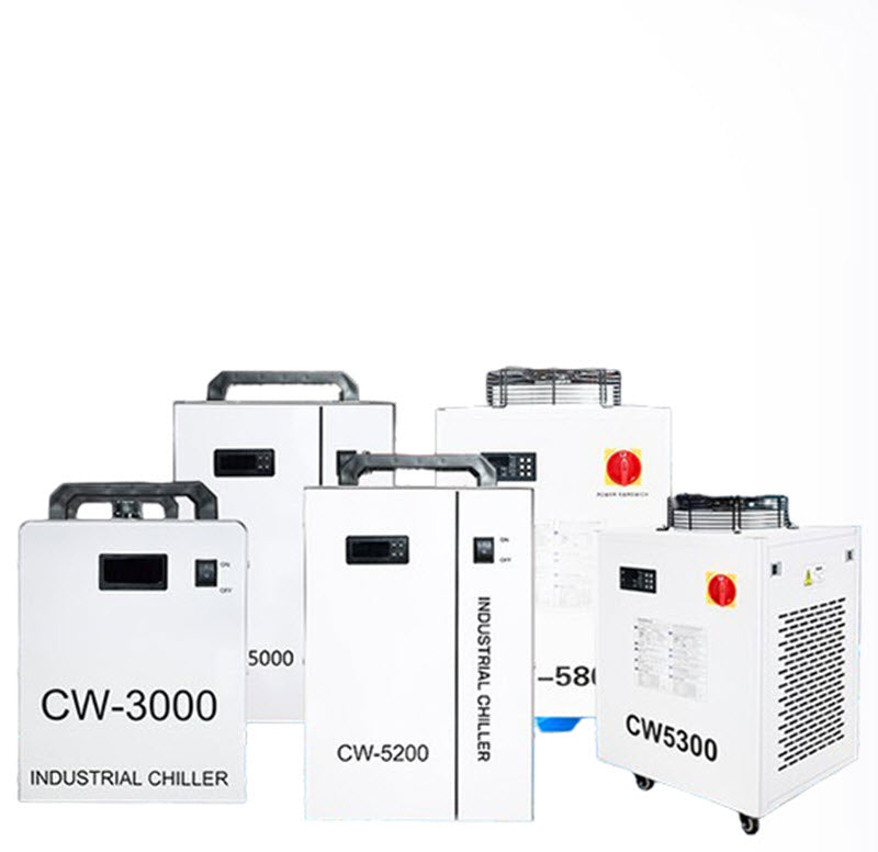 เครื่องทำความเย็นอุตสาหกรรม CW5000 ขนาดเล็ก ระบบน้ำหล่อเย็น สำหรับเลเซอร์และการหมุนเวียนน้ำ