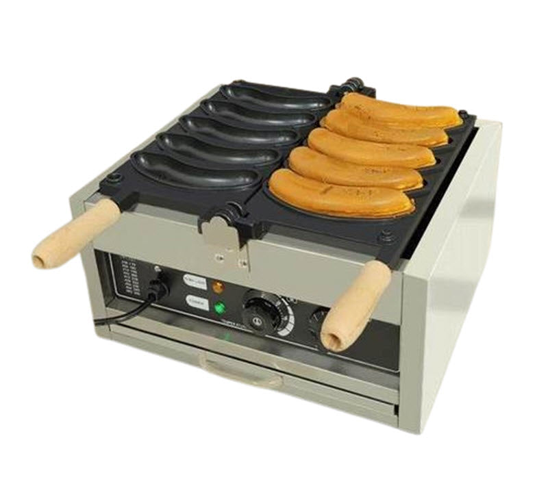 เครื่องทำขนมกล้วยแบบ 5 หลุม รุ่นเชิงพาณิชย์ ขนาดกะทัดรัด ระบบทำความร้อนสองด้าน