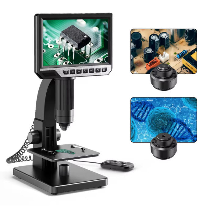 กล้องจุลทรรศน์ดิจิตอล 7 นิ้ว 1200W 2000X พร้อมหน้าจอ IPS และไฟ LED