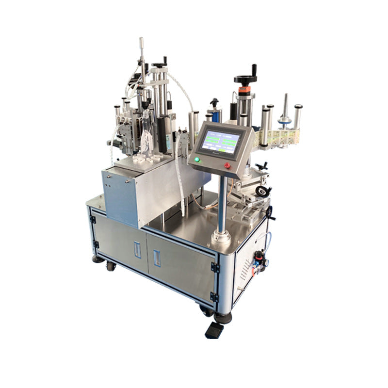 เครื่องติดสติ๊กเกอร์ กึ่งอัตโนมัติ แบบสองด้าน Semi-Auto Double Sides Bottle Labeling Machine รุ่น UBL-T-102 ติดฉลากขวด