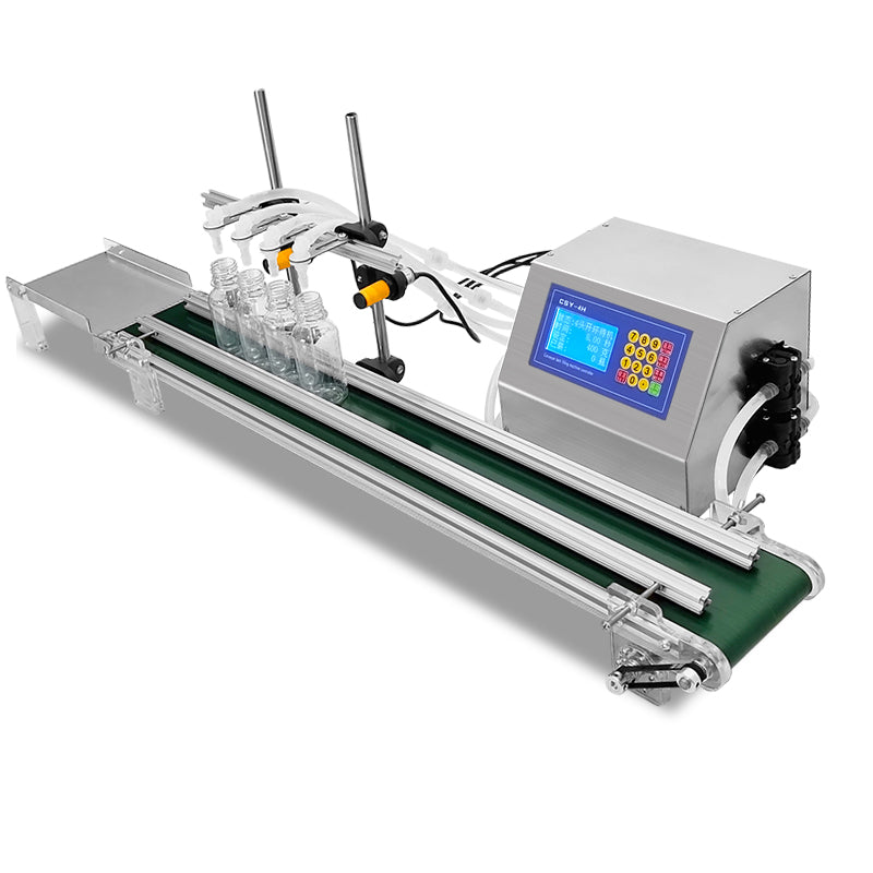 เครื่องบรรจุ 4 หัวจ่ายสายพานต่อเนื่อง รุ่น 0-100,0-300,0-1000 ml Fully automatic 4-head conveyor belt filling machine 4H1200 4H3200