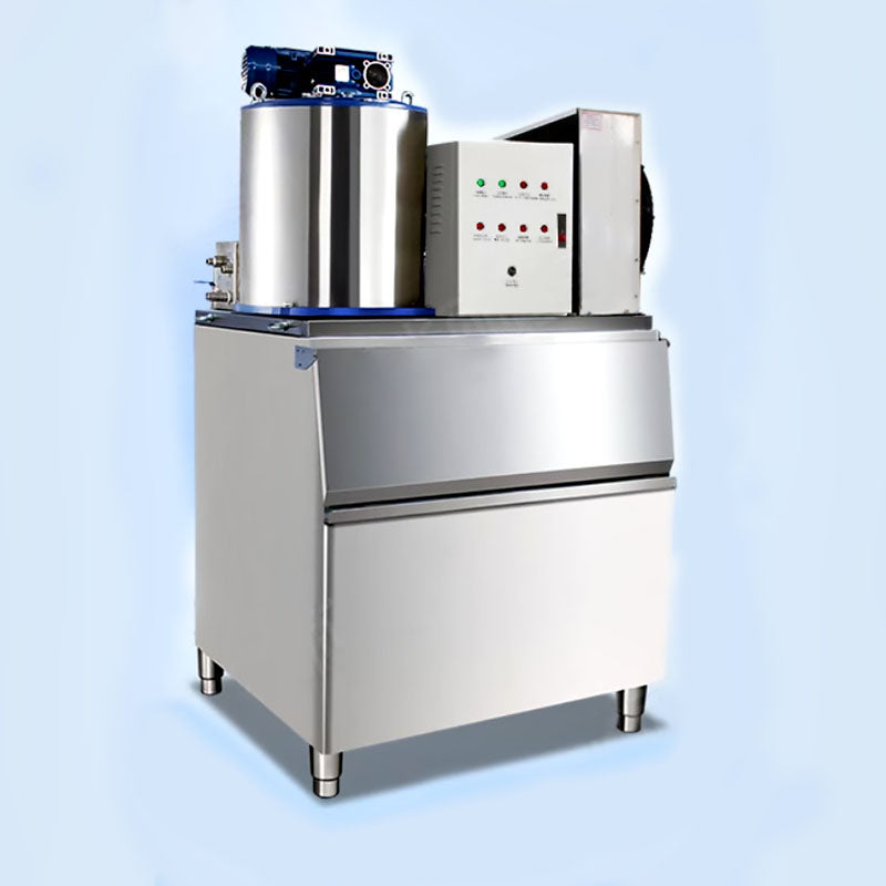 เครื่องทำน้ำแข็งเกล็ดเชิงพาณิชย์ รุ่น DFI-0.5T ขนาด 500 กิโลกรัมต่อวัน เหมาะสำหรับร้านอาหารและคาเฟ่ ประหยัดพลังงาน