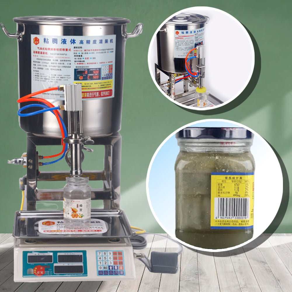 เครื่องบรรจุของเหลว ชั่งน้ำหนัก Weigh liquid filling machine ต้องใช้กับปั๊มลม