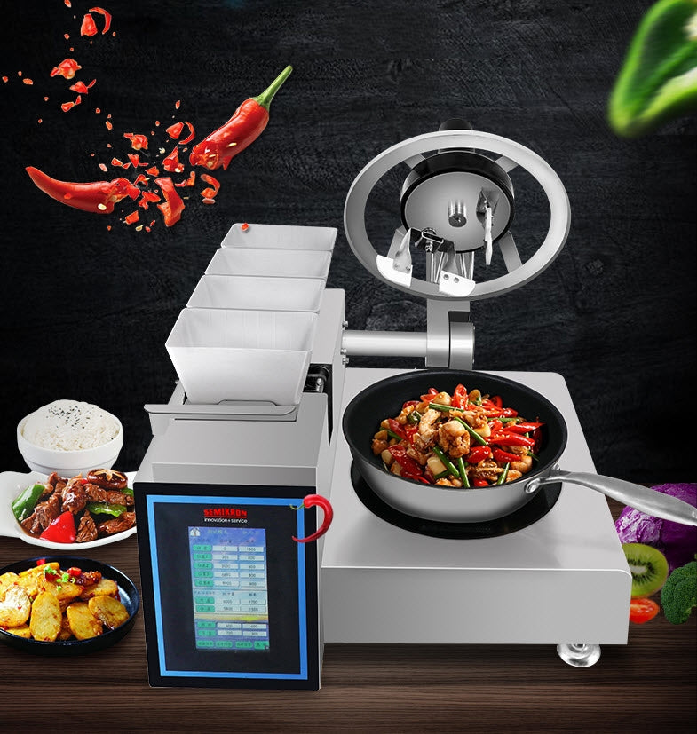 เครื่องผัดอัตโนมัติ Cooking Robot Fried Machine, เครื่องทำอาหารอัจฉริยะ, ปรับอุณหภูมิได้, ใช้งานง่าย, เหมาะสำหรับบ้านและร้านอาหาร