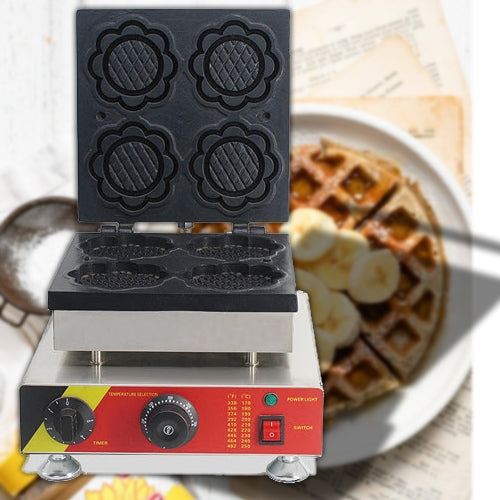 เครื่องทำวาฟเฟิลดอกไม้ Sunflower Waffle Maker, เครื่องทำวาฟเฟิลรูปดอกไม้ ทำนุ่มกรอบง่าย ใช้ไฟฟ้า ขนาดกะทัดรัด เหมาะสำหรับบ้านและร้านกาแฟ